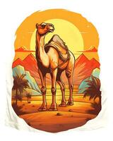 en kamel djur- i de förtrollade trän är handla om landskap och skogar färgrik illustration bakgrund foto