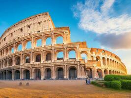 realistisk hisnande skott av de colosseum amfiteater belägen i rom, Italien. ai-genererad. foto