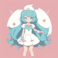 magisk flicka klistermärke cosplay anime stil chibi illustration foto