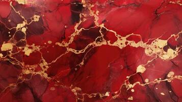ai generativ röd marmor textur med guld. textur för Hem dekoration. keramisk vägg plattor foto