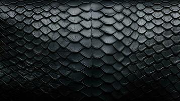bakgrund textur svart läder reptiler. orm hud eller drake ai generativ foto