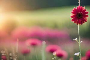 röd blomma i de fält. ai-genererad foto