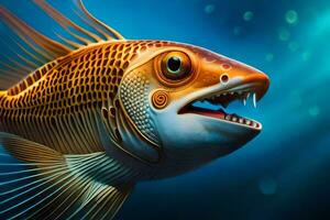 fisk i de hav med dess mun öppna. ai-genererad foto