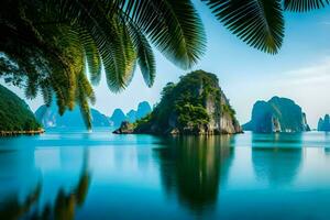 de skön landskap av halong bukt i vietnam. ai-genererad foto