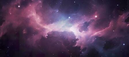galax textur med stjärnor och skön nebulosa i de bakgrund, rosa och grå. ai genererad foto
