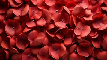 ai-genererad röd skön passionerad färsk reste sig kronblad, kärlek romantisk hjärtans dag blommor textur bakgrund foto
