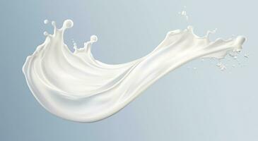 vit mjölk stänk isolerat på bakgrund, flytande eller yoghurt stänk, 3d illustration. generativ ai foto