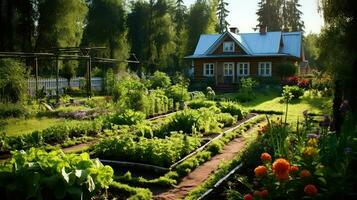 natur ryska dacha trädgårdar ai genererad foto
