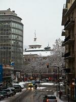 kammare stadsbild i vinter- sagoland foto