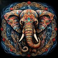 förtjusande ai genererad elefant mandala foto