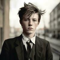 generativ ai porträtt arthur rimbaud som en modern tonåring foto