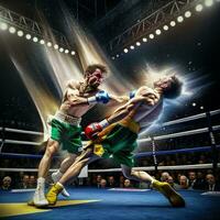 ai-genererad Färg bild av en knockout boxning stansa foto