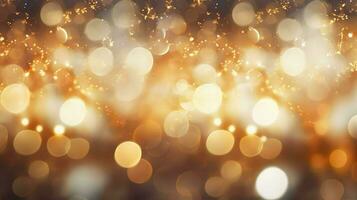 guld jul bokeh lampor ai genererad foto