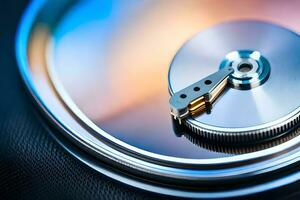en disk med en metall disk på topp. ai-genererad foto