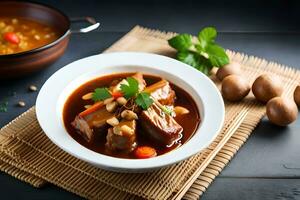 kinesisk fläsk och böna soppa. ai-genererad foto