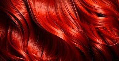 röd hår närbild som en bakgrund. kvinnors lång naturlig mörk hår. vågig skinande lockar - ai genererad bild foto