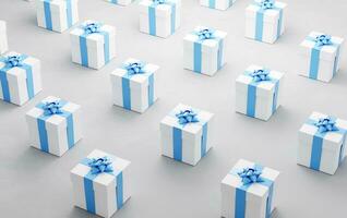 gåva lådor med blå band bakgrund foto