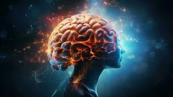 vetenskap hjärna abstrakt mänsklig ai genererad foto