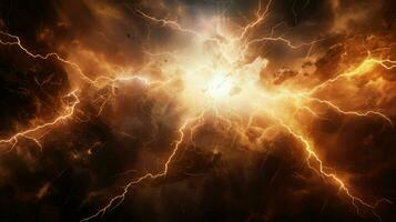 elektrisk blixt- kollision kraftfull ai genererad foto