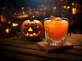 halloween gott cocktail dryck i de fest eller klubb natt bar, ai genererad foto