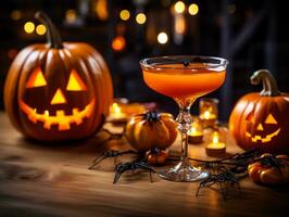 halloween gott cocktail dryck i de fest eller klubb natt bar, ai genererad foto