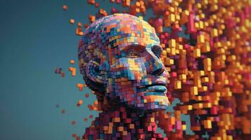 digital voxel mänsklig huvud ai genererad foto