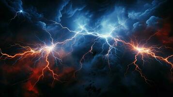 energi blixt- kollision kraftfull ai genererad foto