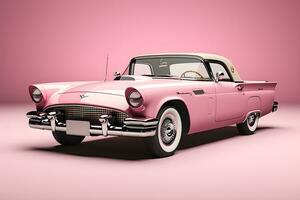 klassisk rosa bil isolerat på vit bakgrund generativ ai foto
