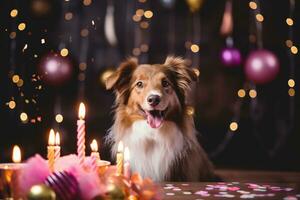 hund firar födelsedag. generativ ai foto