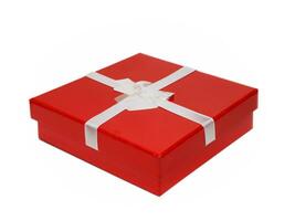 röd gåva låda med band foto