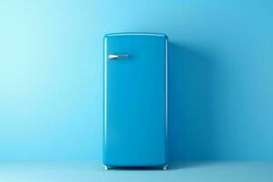 blå kylskåp bakgrund. generera ai foto
