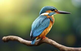 de allmänning kungsfiskare våtmarker fågel färgad fjädrar från annorlunda fåglar. generativ ai foto
