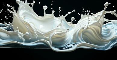 stänk av mjölk, färsk ko vit mjölk - ai genererad bild foto