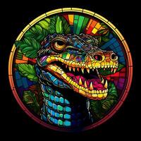 en färgrik krokodil färgade glas vektor konst illustration bakgrund generativ ai foto