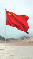 Kina flagga vinka i ett öppen område foto