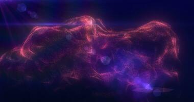 abstrakt flytande flytande från energi lila partiklar lysande magisk bakgrund foto