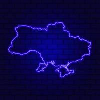 Ukraina glödande neonskylt på tegelväggsbakgrund foto