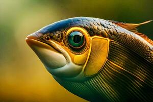 en stänga upp av en fisk med en stor öga. ai-genererad foto