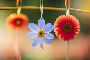 en blomma hängande från en sträng. ai-genererad foto