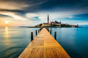 de pir i rovinj, kroatien. ai-genererad foto