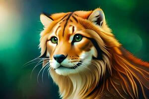 en digital målning av en tiger. ai-genererad foto