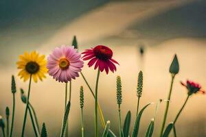 blommor i de fält. ai-genererad foto