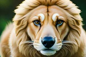 en digital målning av en lejonets ansikte. ai-genererad foto