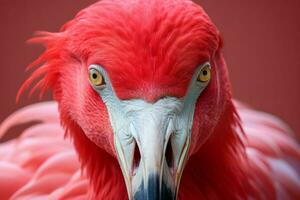 exotisk flamingo närbild huvud. generera ai foto