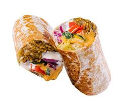 vegetarian halvor av shawarma smörgås rulla foto