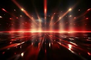 ai generaitve bakgrund med belysning av röd spotlights för flygblad realistisk bild ultra hd hög design foto