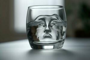 pareidolia fenomen i glas av vatten. generera ai foto