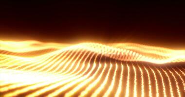 abstrakt gul energi magi vågor från lysande partiklar och rader trogen hi-tech bakgrund foto