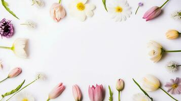 färgrik blommor på en vit bakgrund. skapas med generativ ai foto