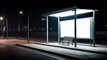 digital media tom anslagstavla på buss station skylt för produkt annons och design. skapas med generativ ai foto